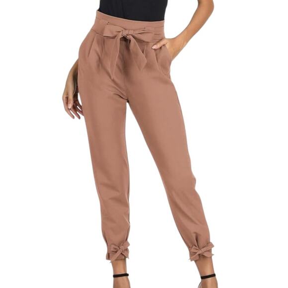 NWT GRACE KARIN High Waist‎ Pockets Bow-Knot Cropped Paper Bag Pants Size Medium - Picture 1 of 12